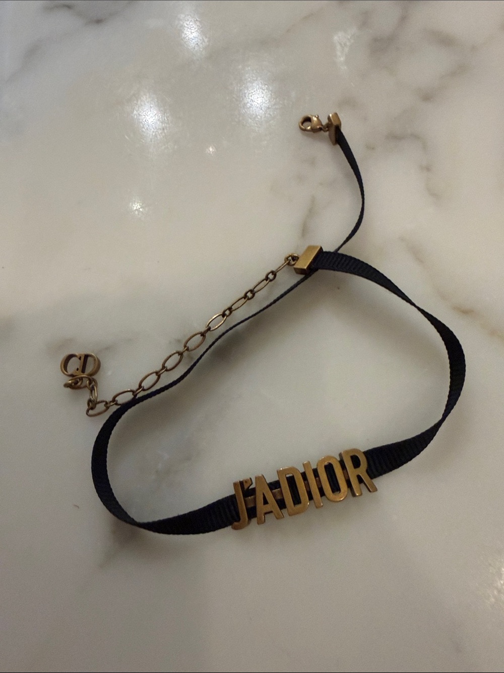 Dior Black Ribbon Choker with Gold J'ADIOR Letters